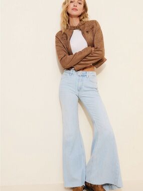 Free People Live Wire Light Wash Flared Jeans